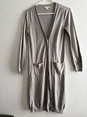 Garnet Hill Silk Blend Duster Long Cardigan Sweater Size Small